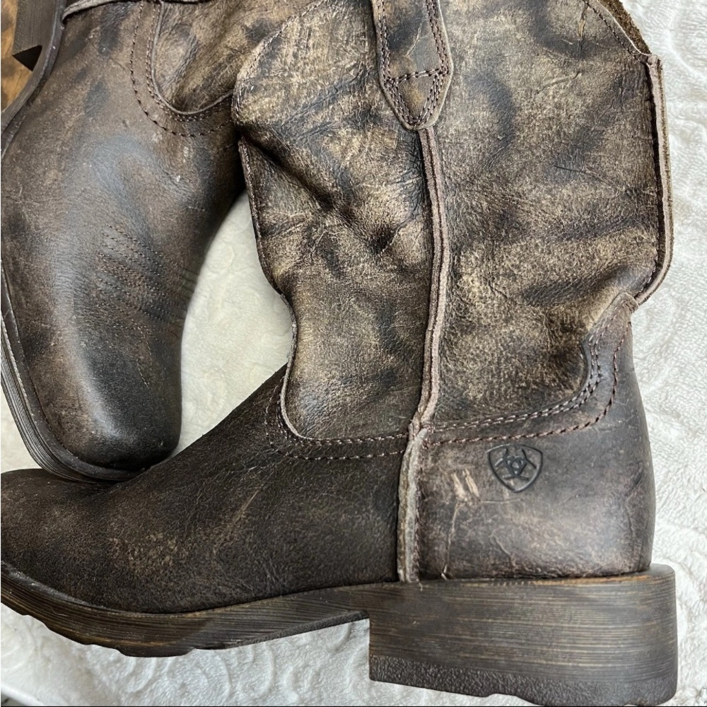 Ariat Men Sz 8D Boots Rambler Antiqued Brown Square Toe Western Pull On 10025171 - Picture 5 of 11